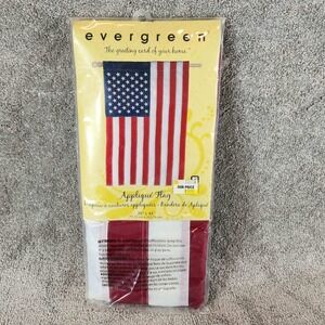 Evergreen Appliqué Flag American Flag Red White Blue Patriotic Large 28x44